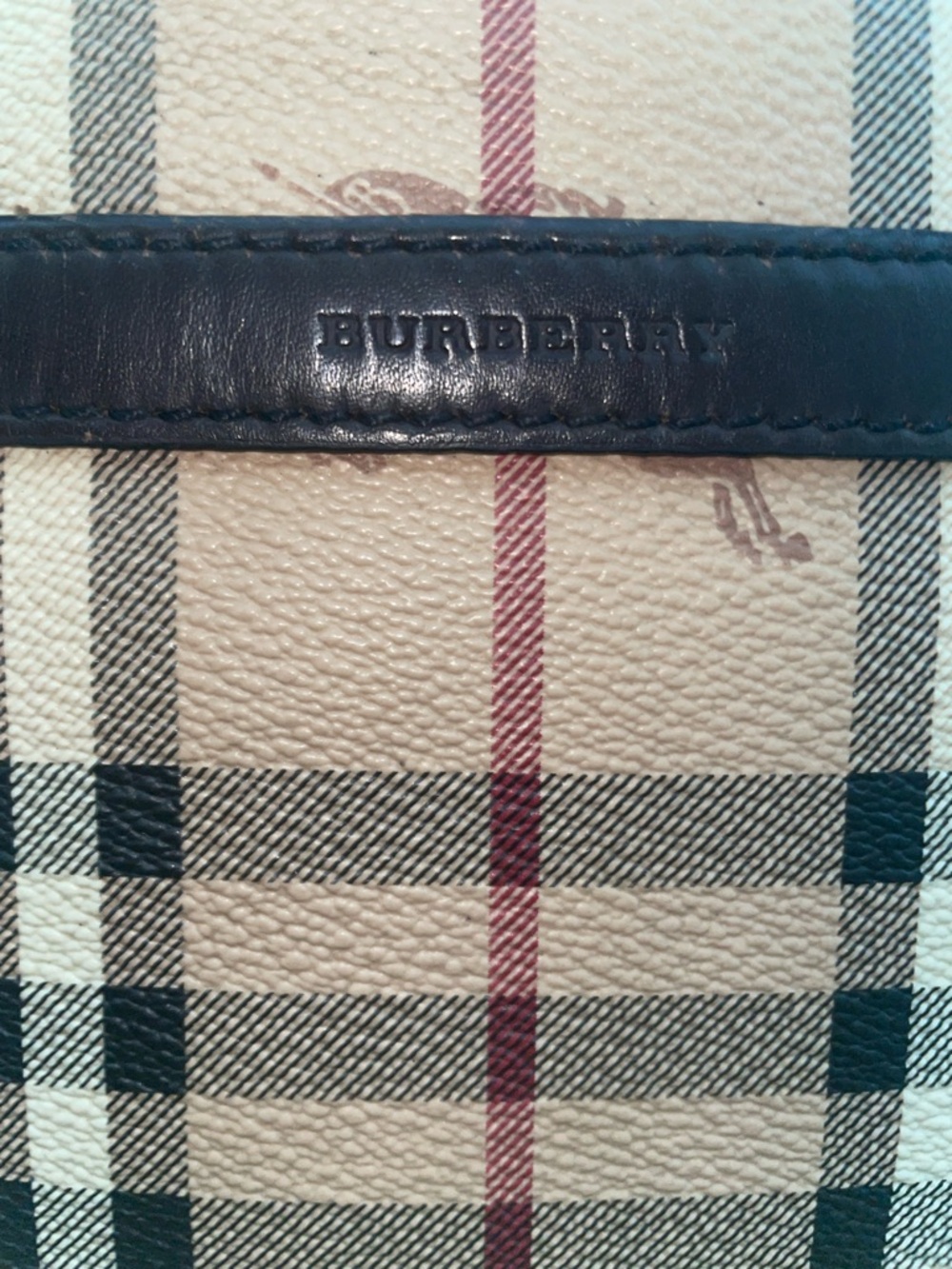 Burberry Beige Black Red Classic Check Tote - Picture 5 of 8